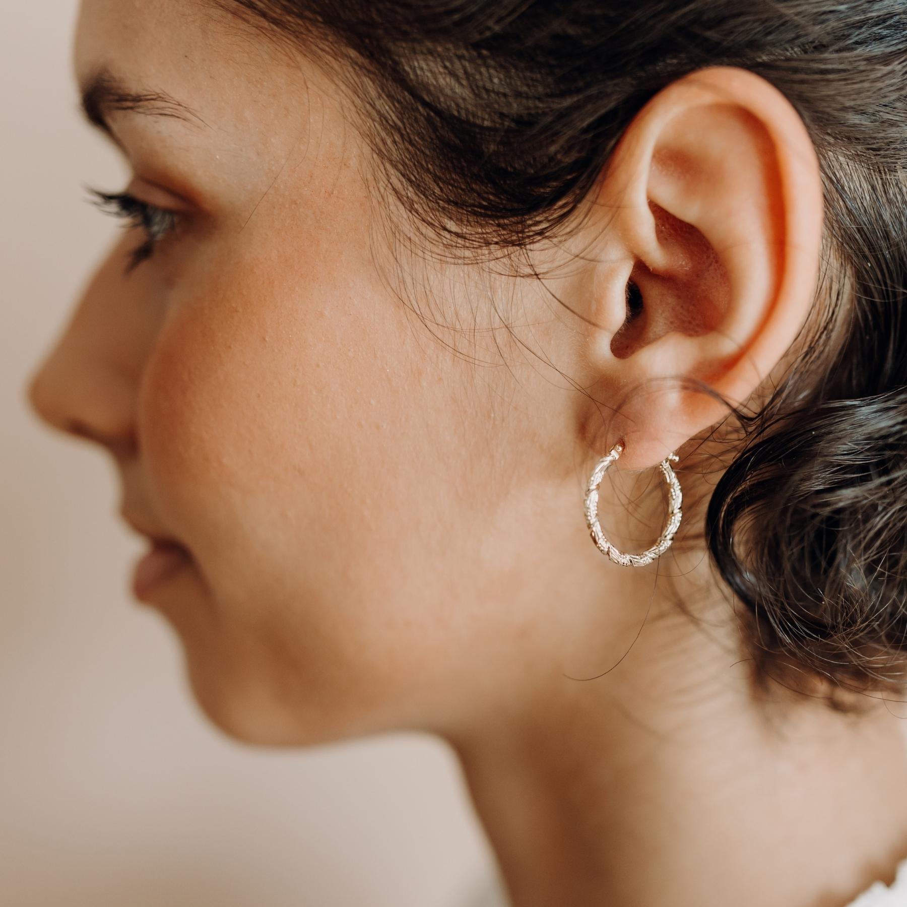 Daphne engraved silver hoop earrings